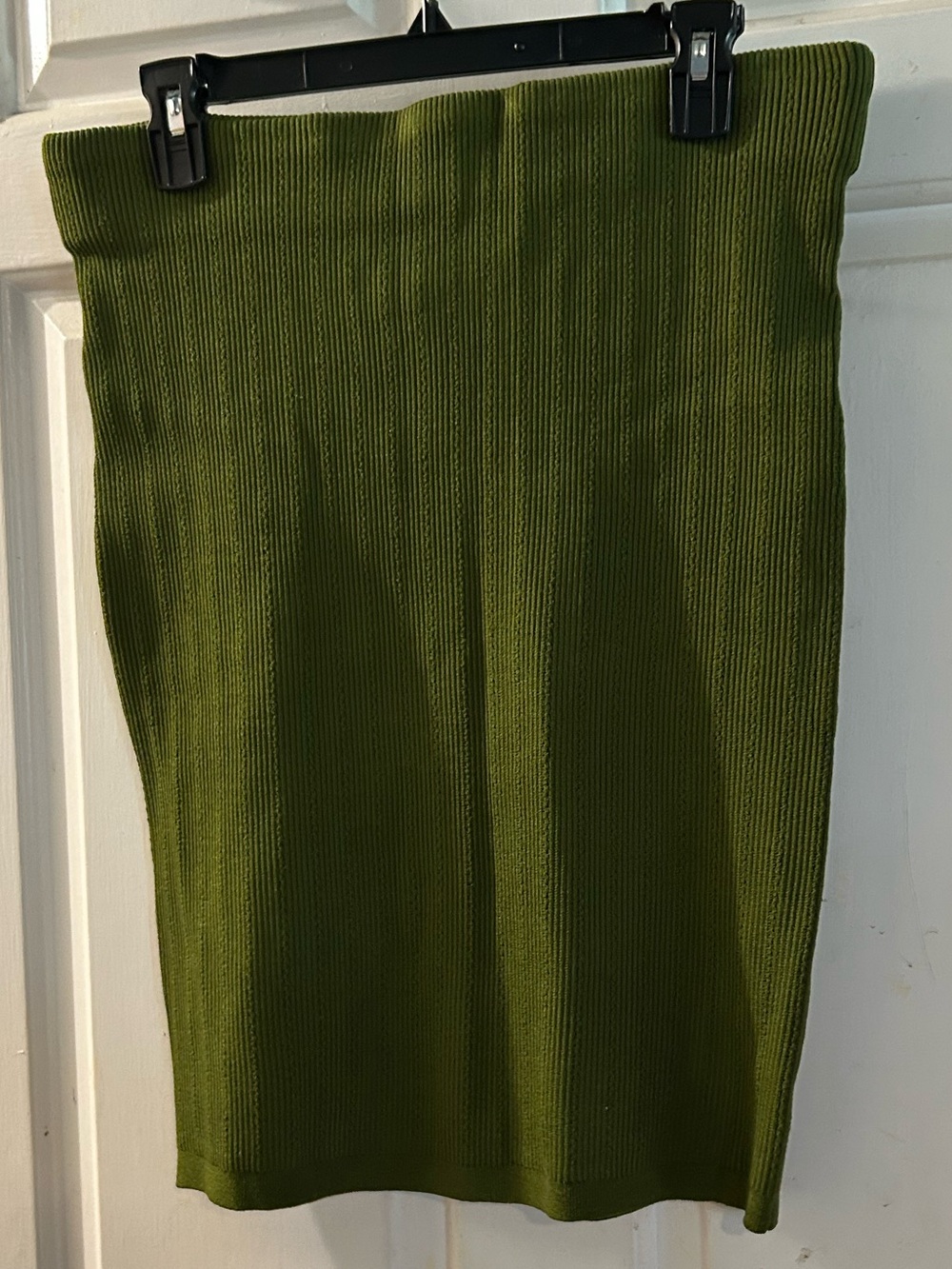 Express Olive Green Ribbed Pencil Skirt